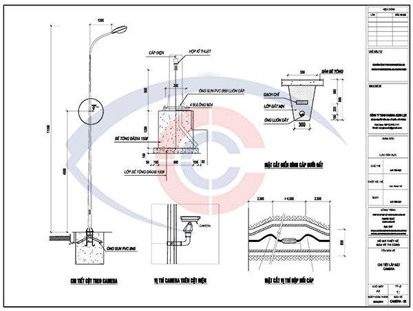 Lắp đặt camera quan sát trên cột đèn điện. 0913010111