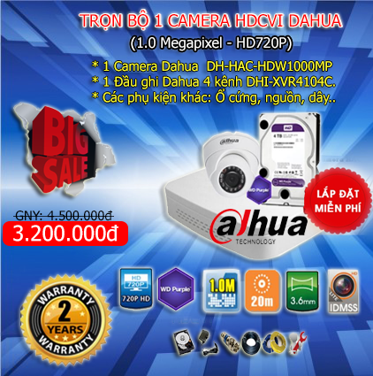 Bán và lắp đặt trọn bộ 1 camera Dahua 1.0 - 0943622111