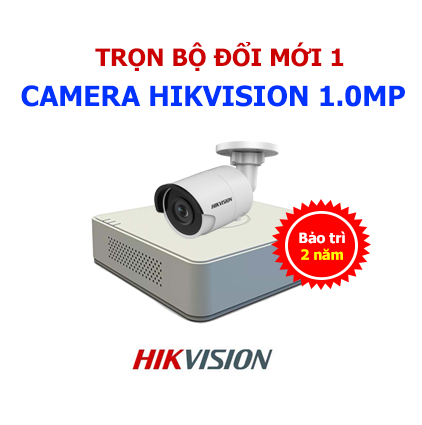 Đổi trọn bộ hệ thống 1 camera Hikvision 1.0mp - Hotline:0913010111