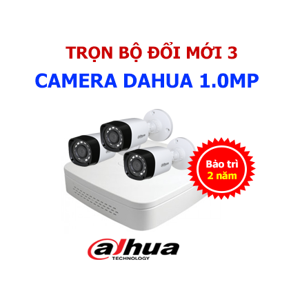 Đổi trọn bộ hệ thống 3 camera Dahua 1.0mp - Hotline:0913010111