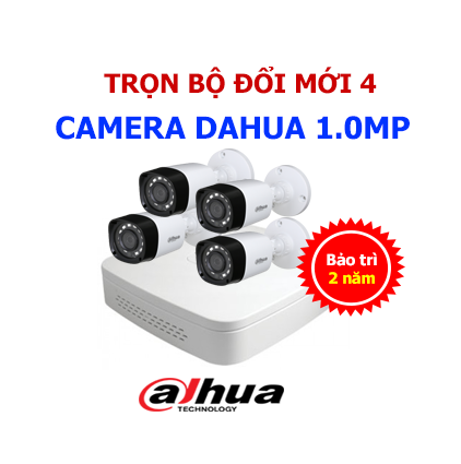 Đổi trọn bộ hệ thống 4 camera Dahua 1.0mp - Hotline:0913010111