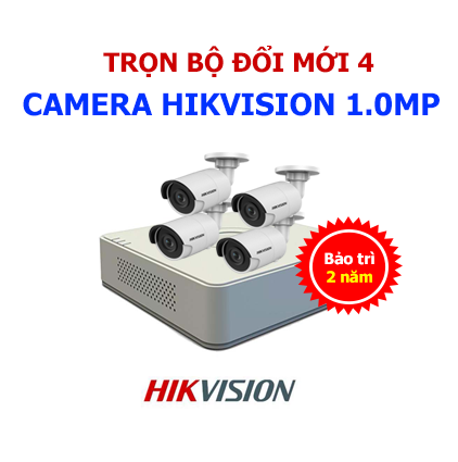 Đổi trọn bộ hệ thống 4 camera Hikvision 1.0mp - Hotline:0913010111