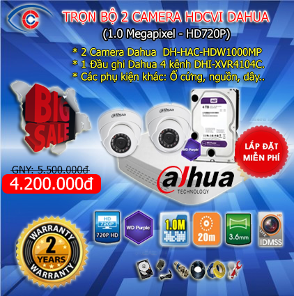 Bán và lắp đặt trọn bộ 2 camera Dahua 1.0 - 0943622111