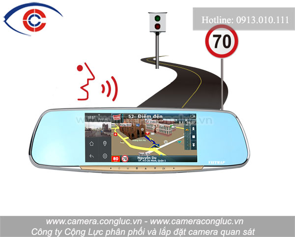 Chức năng cảnh b&aacute;o tốc độ v&agrave; dẫn đường của camera h&agrave;nh tr&igrave;nh Vietmap G68.